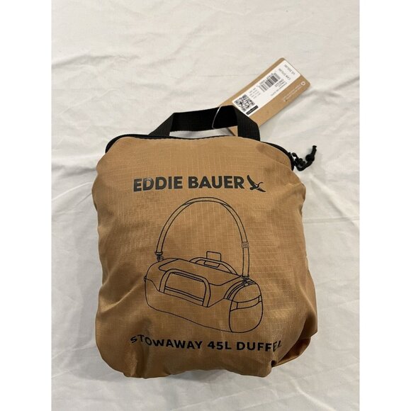 Eddie Bauer Stowaway 45L Duffle, Tan Duffle Bag NWT